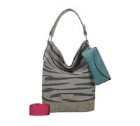 Fritzi Izzy07 Olga Canvas Zebra Wild Hobo Sac hobo mélange coton Femme Sac bandoulière Festival Ville Plage vegan étui lunettes amovible imprimé zèbre sangle épaule 37 x 27 x 17 cm, Vert