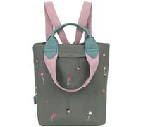 Fritzi Ju Small Limited Embro Bloom Jungly Petit Sac à Dos Femme en Nylon avec Fermeture Éclair et Bretelles Réglables Broderie Florale pour Quotidien Voyage Loisirs 8 L Vert