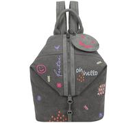 Fritzi Marit Limited Embro Fun Anthra sac à dos femme toile coton backpack broderie sac festival ville poche amovible 31 x 26 x 13 cm, anthracite