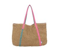 Fritzi Simply Shopper Nature Sac en paille pour femme XXL Shopper Sac à main Festival Beach Végétalien Aspect paille 42 x 63 x 3 cm - Beige/menthe/bleu/rose, Beige/menthe