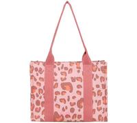 Fritzi Tote Shopper Medium Leo Brick Canvas Sac Cabas Femme Sac à Main Festival Ville Végan Imprimé Léopard Fermeture Éclair 26 x 33 x 14 cm, Rose