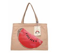 Fritzi x Frida Kahlo Easy 01 Canvas Shopper Melon Sac épaule femme toile fermeture éclair imprimé Frida Kahlo quotidien shopping 34 x 46.5 x 23 cm, Beige