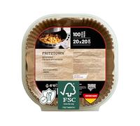 FRITZTOWN Lot de 100 feuilles de papier sulfurisé pour friteuse à air chaud 4,5 l à 8 l - 20 x 20 cm - Carré - Compatible avec Ninja Cosori, Philips Cecotec Midea Russell XL XXL Airfryer