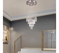 FRIXCHUR Chandelier moderne en cristal, 39,4 pouces de long, avec haut plafond, Chandelier escalier pour foyer, Entrée, Salon, Diamètre 15,7 pouces