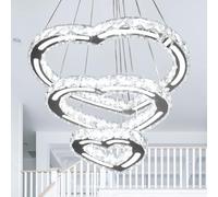 FRIXCHUR Lustre LED moderne cristal suspension table à manger chambre salle à manger salon lampe cristal plafonnier suspension lampe plafond éclairage en forme de coeur (Love234White)