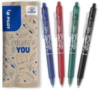 Frixion Ball Clicker Retractable Erasable Thermosensitive Ink Pen, Ergonomic Refillable Rollerball Pen, Medium Point, Black, Blue, Red, Green, 4 Count