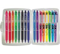 Frixion Ball ""Clicker"" Stylo Roller 10 + 6 Stifte In Hochwertiger Box Alle 10 Farben + 6 Textmarker.[G1376]