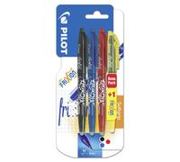 Pilot 2260B4 / Frixion Ball Lot de 3 stylos roller / 1 surligneur Noir/rouge/bleu / Surligneur jaune (Import Allemagne)