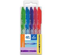 Frixion Fr7 Heat/Friction Erasable Rollerball Pen Medium Tip 0.7mm Floral Pillow - Lime Green, Light Blue, Purple, Pink And Orange (Pack Of 5)