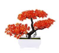 Frjjthchy Mini Bonsaï artificiel avec pots de ciment en plastique pour la maison et le bureau