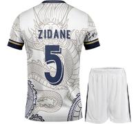 FRKN Trikot #5 Zidane Maillot de Football et Short pour Enfants Set Cadeau Tailles Jeunesse (Blanc,140)