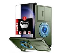 FRLMOOES Coque magnétique pour Samsung Galaxy S23 Ultra compatible avec le chargement sans fil MagSafe, avec protecteur d'écran, béquille invisible à 360° intégrée et coque de protection pour appareil