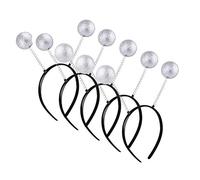 FRLUYNG Lot de 5 serre-têtes avec boules à paillettes, antenne, boules, serre-tête oscillant, sonde extraterrestre, cosplay, couvre-chef, Halloween, jeu de rôle, , argenté,