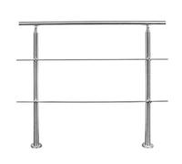 Froadp 100cm Garde-corps Rampe d’escalier en Acier, Escaliers Rambarde de Main avec 2 Poteaux et 2 Tringles, Main Courante avec Chevilles en Métal pour Balcon Parapet Patio Maison(Argent)