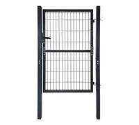 Froadp 100x150cm Portes Battantes de Jardin Porte de Jardin en Maille Ondulée Simple Galvanisée avec Poignées en Plastique pour Poteau de Porte et Porte de Cour avec Serrure à Mortaiser (Anthracite)