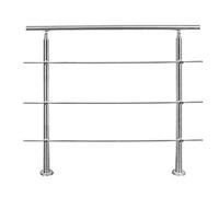 Froadp 120cm Garde-corps Rampe d’escalier en Acier, Escaliers Rambarde de Main avec 2 Poteaux et 3 Tringles, Main Courante avec Chevilles en Métal pour Balcon Parapet Patio Maison(Argent)