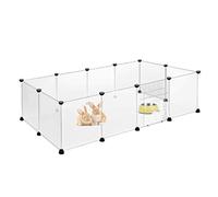 Froadp 145x75x48cm Enclos Individuel Lapin XL Cages Grillagé pour Petits Animaux Clôture pour Chiots avec Porte Parc pour Petits Animaux Domestiques, Chaton, Rongeurs (Blanc)