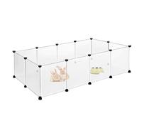 Froadp 145x75x48cm Simple Enclos Lapin XL en Plastique Cages Grillagé pour Petits Animaux Clôture pour Chiots avec Porte Parc pour Petits Animaux Domestiques, Chaton, Rongeurs (Blanc)