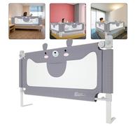 Froadp 150cm Barrière de lit Tout-Petits, Portable Parc Réglable en Hauteur, Clôture de Sécurité avec Double Verrouillage Protection Ceinture Fixe et Maille Respirante, Convient à Plupart Lits(Ours)
