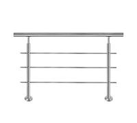Froadp 150cm Mains Courantes à Angle Réglable, Rampe d'escalier en Acier Inoxydable, Rambarde avec Anneau à Billes et 2 Poteaux, Garde-corps à Tige pour Escalier Balcon Terrasse Parapet(3 Crossbar)