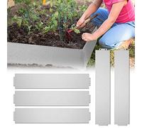 Froadp 15cm Hauteur Métal Bordures de Pelouse, Galvanisé Bordure de Tonte Longueur 100cm, Argent Parterre Palisade Set, Barrière de Jardin Anti-Racines, Séparateur pour Plante Légumes Floral (50m)