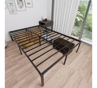 Froadp 160 x 200 cm - Cadre de lit en métal - Hauteur : 37,5 cm - Avec espace de rangement sous le lit - Cadre de lit en métal - Pour adolescents et adultes - Noir