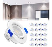 Froadp 20 Pièces Encastrés Plafond Lampes 230V LED Plafond Lampe Plat Encastré Spot Set En Plastique Plafond Spots Ménage 5W Ultraslim LED Spots pour Salon Salle De Bains Cuisine Bureau (Croid Blanc)