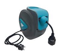 Froadp 20m Enrouleurs de Câbles électriques, Enrouleur Automatiques avec Rotation 180° Support Mural, Fils Prolongateur électrique avec Protection Contre les Surcharges(Bleu)