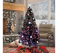 Froadp 210cm Arbre de Noël en Fibre Optique avec Support Stable et 260 Pointes de Simulation Traditionnel pour Noël Bricolage Artisanat Fête Décoration(Flocons de Neige Colorés)