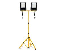 Froadp 2x100W Projecteur à LED Avec Trépied Lampe de Travail en Aluminium Avec Cordon D'alimentation 3m et Prise UE Projecteur de Chantier Avec Protection Contre la Foudre Etanche IP66 (Blanc Froid)