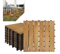 Froadp 30x30cm Carrelage en Bois d'acacia, Revêtement de sol Extérieur, Dalles Clipsable de Jardin, Caillebotis Plancher avec Plug-in Système pour Terrasse Jardin Balcon(22 pcs, Type A)