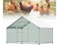 Froadp 3x2x2m Cages à Poulet d'extérieur 6㎡ Grand Poulailler en Acier Galvanisé avec Pare-Soleil en PE et Serrure Portes Volière Extérieure Pondoir pour Enceinte Petits Animaux Lapins Chats