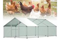 Froadp 3x6x2m Cages à Poulet d'extérieur 18㎡ Grand Poulailler en Acier Galvanisé avec Pare-Soleil en PE et Serrure Portes Volière Extérieure Pondoir pour Enceinte Petits Animaux Lapins Chats