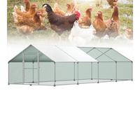 Froadp 3x8x2m Cages à Poulet d'extérieur 24㎡ Grand Poulailler en Acier Galvanisé avec Pare-Soleil en PE et Serrure Portes Volière Extérieure Pondoir pour Enceinte Petits Animaux Lapins Chats