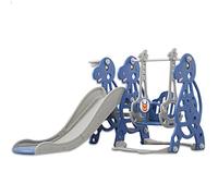 Froadp 4 en 1 Toboggan pour Enfants Toboggan Autoportant Jouet avec Panier de Basket et Balançoire for Indoor et Outdoor Enfants Toboggan de Jardin en Plastique PP et PE (Type B, 175x40x105cm)