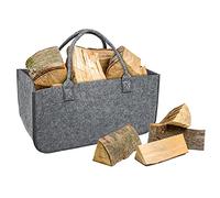Froadp 4 Pièces Feutre Sacs de Rangement à Bois Interieur Capacité Jusqu'à 30KG Range Bûches de Chauffage Portable en Tissu non Tissé Résistant Cabas de Courses Pliable Paniers à Bois (Gris Moyen)