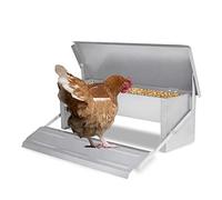 Froadp 5KG Mangeoire Automatique avec Pieds Anti Rats et Couvercle étanche, Distributeurs de Nourriture Volailles avec Pédale, Distributeur d'aliments en Métal Mangeoires pour Canards Poules