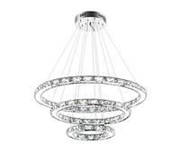 Froadp 72W Lampe Suspendue en Cristal à Trois Anneaux, LED Plafonnier en pour Salle à Manger Salon Chambre Cuisine Café Hôtel Bureau, Art Créatif Moderne, Blanc Froid, Ø20cm+Ø40cm+Ø60cm