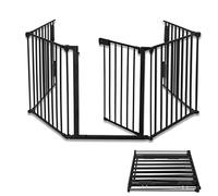 Froadp 75x60cm Bébé Barrière de Sécurité pour Cheminée avec Porte 5pcs Parc pour Chiots Pliante pour Enfants 300cm Barrières d’escaliers et de Portes en Métal Protection pour Poele a Bois