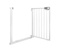 Froadp 77cm Barrière de Sécurité sans Perçage, Barriere Extensible pour Enfants Chien Chats, Blanc Barrières d’escaliers et de Portes, Fermeture Auto et Magnétique Protége Portillon (75-85cm)