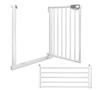 Froadp 77cm Barrière de Sécurité sans Perçage, Barriere Extensible pour Enfants Chien Chats, Blanc Barrières d’escaliers et de Portes, Fermeture Auto et Magnétique Protége Portillon (105-115cm)