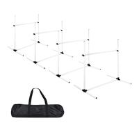 Froadp Agility Lot de 4 obstacles pour chiens - Slalom - Barres réglables en hauteur - Équipement d'agilité - Barres d'entraînement pour le dressage des chiens - 104 x 70 x 101 cm - Blanc