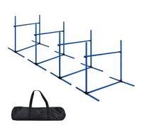 Froadp Agility Lot de 4 obstacles pour chiens - Slalom - Barres réglables en hauteur - Équipement d'agilité - Barres d'entraînement pour le dressage des chiens - 104 x 70 x 101 cm - Bleu