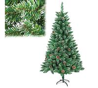Froadp Arbre de Noël Artificiel 210 cm Arbre de Décoration Sapin Artificiel en PVC avec Support Sapin de Noël avec Effet Neige et Pommes de pin Décoration de Noël pour l'Intérieur et l'Extérieur