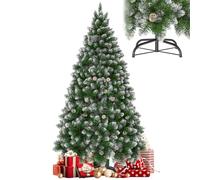 Froadp Arbre de Noël Artificiel 240 cm en PVC avec Support, Effet Neige et Pommes de Pin - Décoration pour l'Intérieur et l'Extérieur