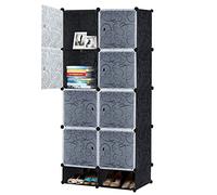 Froadp Armoire penderie en Plastique Système d'étagère Portable avec 8 Compartiments Étagère à Chaussures avec Portes Armoire à Chambre à Coucher pour vêtements Livres Jouets (70 x 35 x 157 cm)