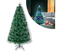 Froadp Artificiel Simulation Sapin de Noël avec Support Sapin comme Un Vrai Artificiel Branches de Sapin Arbre de Noël pour Décoration Intérieure et Extérieure (avec Fibre LED, 150cm)