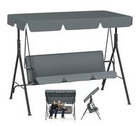 Froadp Balancelle d'extérieur avec toit, 3 places, charge maximale : 200 kg, résistante aux intempéries, banc à bascule pour adultes, dans le jardin, le balcon, la terrasse, 193 x 110 x 152 cm