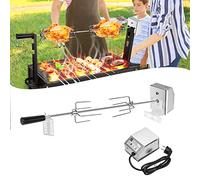 Froadp -Barbecue Rotissoire Fourchette, 107cm Rôtissoire Electrique, Rôtissoires pour Barbecue avec Moteur 220-240V, Acier Inoxydable Multifonctionnel Barbecue Outil avec 4 Aiguilles à Viande