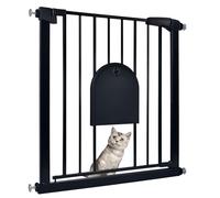 Froadp Barrière de protection, pour bébé, 75 à 85 cm, sans perçage, avec porte, pivotante des deux côtés, automatique, pour animaux de compagnie, noire